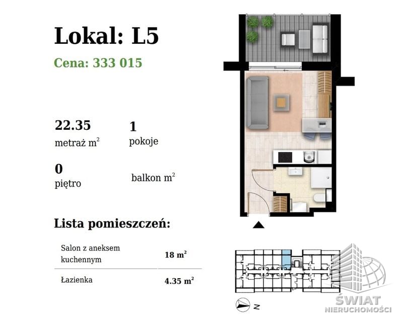 Mieszkanie na sprzedaż, Kołobrzeg Grzybowo, 2 pokoje, 45 m² — NYC21427, zdjęcie 2