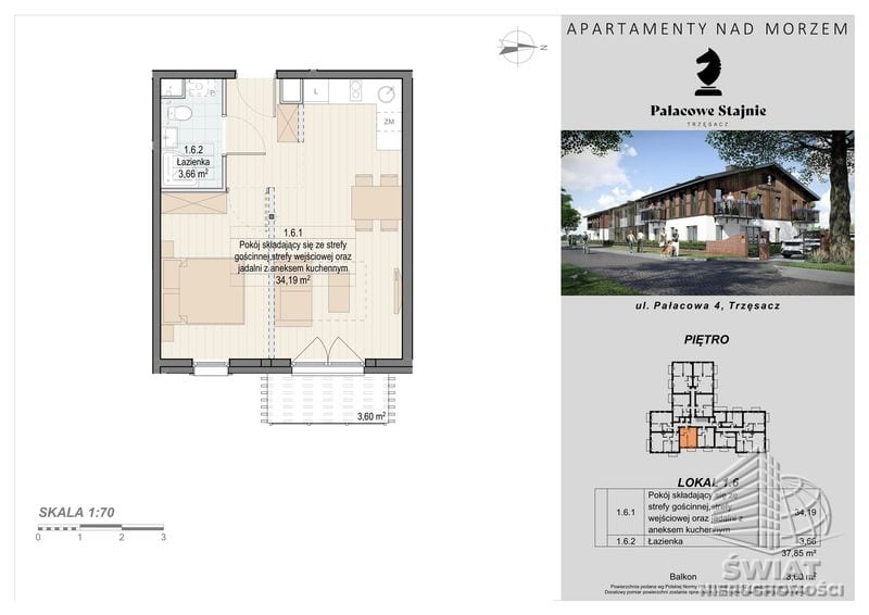 Mieszkanie na sprzedaż, Rewal Trzęsacz, 2 pokoje, 38 m² — ARK26003, zdjęcie 8
