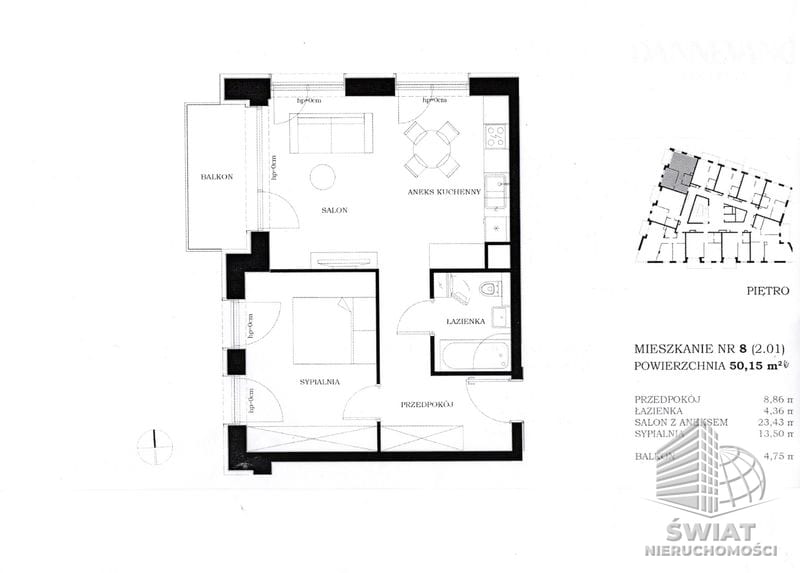 Mieszkanie na sprzedaż, Szczecin Centrum, 2 pokoje, 49 m² — FKT24948, zdjęcie 1