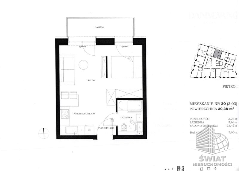Mieszkanie na sprzedaż, Szczecin Centrum, 1 pokój, 30 m² — FKT25210, zdjęcie 1