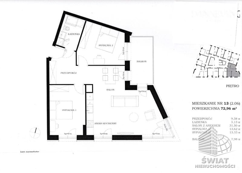 Mieszkanie na sprzedaż, Szczecin Centrum, 3 pokoje, 73 m² — FKT25212, zdjęcie 1