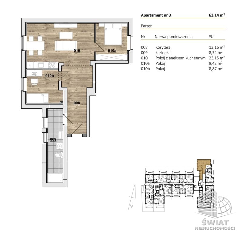 Mieszkanie na sprzedaż, Szczecin Dąbie, 3 pokoje, 63 m² — CIE24904, zdjęcie 1