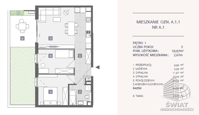 Mieszkanie na sprzedaż, Szczecin Dąbie, 3 pokoje, 60 m² — SWN31638, zdjęcie 1