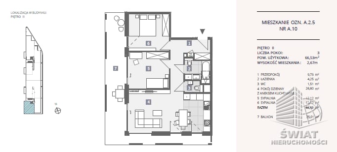 Mieszkanie na sprzedaż, Szczecin Dąbie, 3 pokoje, 67 m² — SWN31640, zdjęcie 1