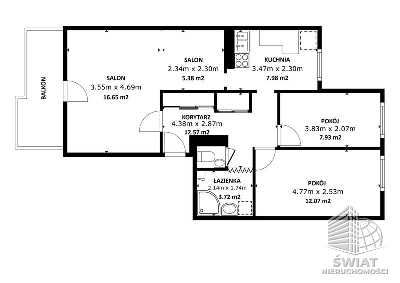 Mieszkanie na sprzedaż, Szczecin os. Słoneczne, 3 pokoje, 64 m² — BON49818, zdjęcie 5