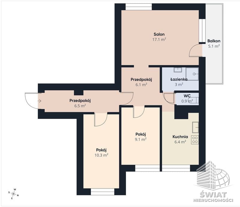 Mieszkanie na sprzedaż, Szczecin os. Słoneczne, 3 pokoje, 59 m² — WNF00352, zdjęcie 3