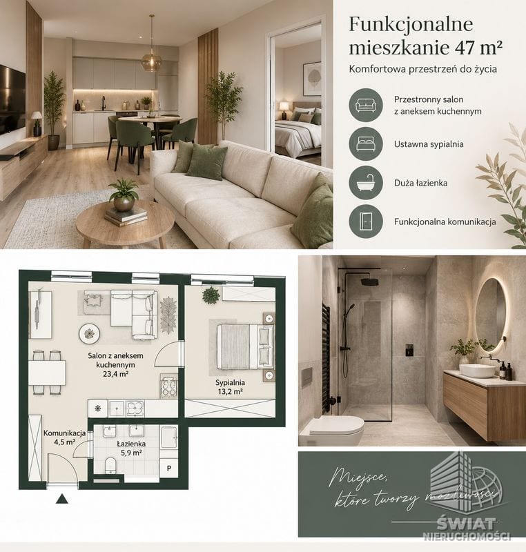 Mieszkanie na sprzedaż, Szczecin Podjuchy, 2 pokoje, 47 m² — ROY04705, zdjęcie 1