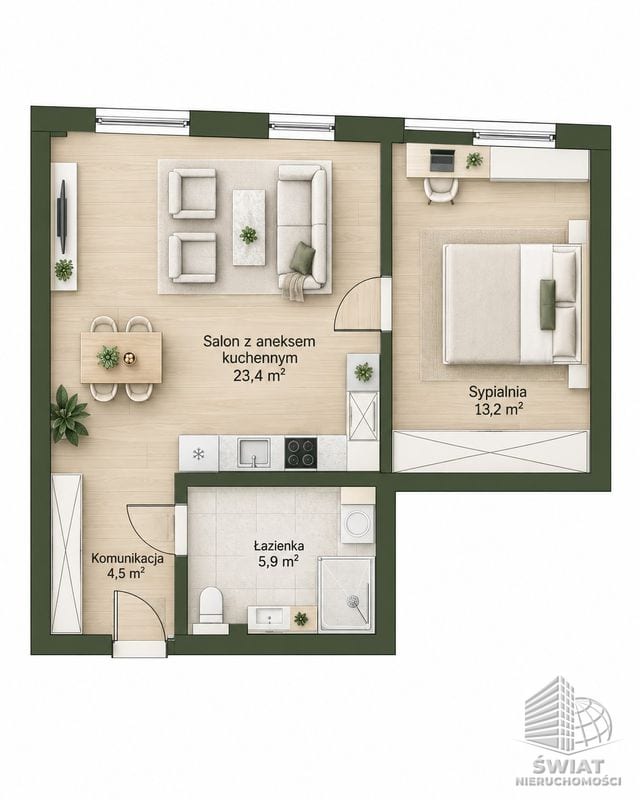 Mieszkanie na sprzedaż, Szczecin Podjuchy, 2 pokoje, 47 m² — ROY04705, zdjęcie 2