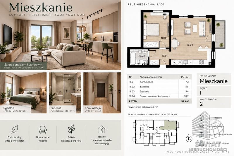 Mieszkanie na sprzedaż, Szczecin Podjuchy, 2 pokoje, 56 m² — ROY04708, zdjęcie 1