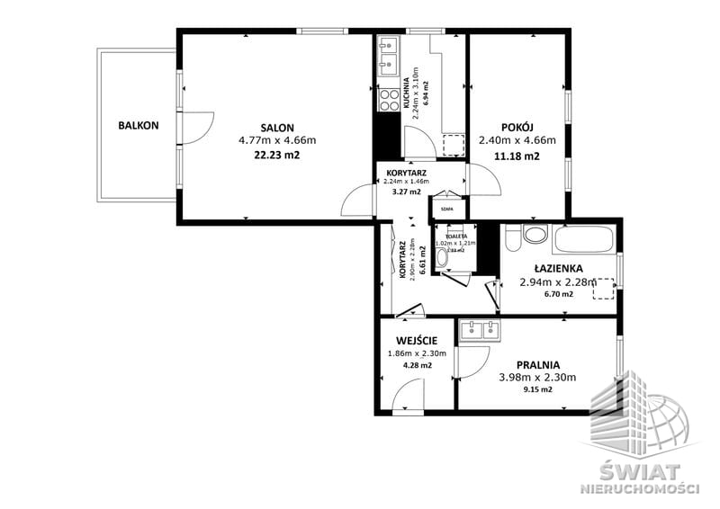 Mieszkanie na sprzedaż, Szczecin Pogodno, 3 pokoje, 69 m² — BON49998, zdjęcie 3