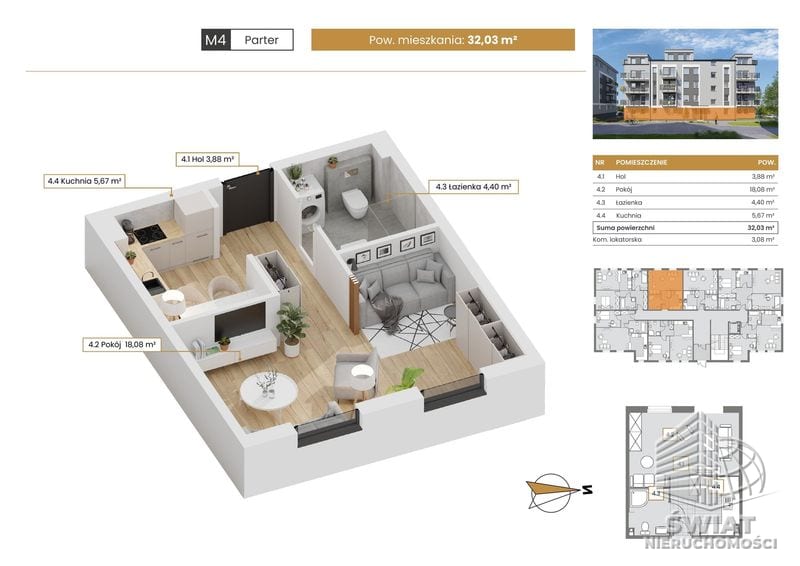 Mieszkanie na sprzedaż, Szczecin Stołczyn, 1 pokój, 32 m² — CIE25010, zdjęcie 1