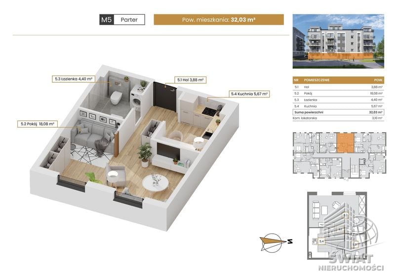 Mieszkanie na sprzedaż, Szczecin Stołczyn, 1 pokój, 32 m² — CIE25012, zdjęcie 1