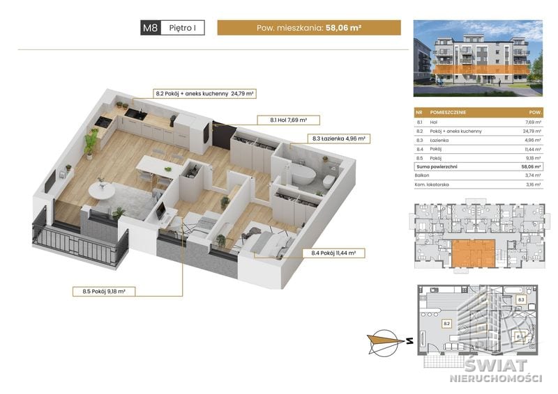 Mieszkanie na sprzedaż, Szczecin Stołczyn, 3 pokoje, 58 m² — CIE25015, zdjęcie 1