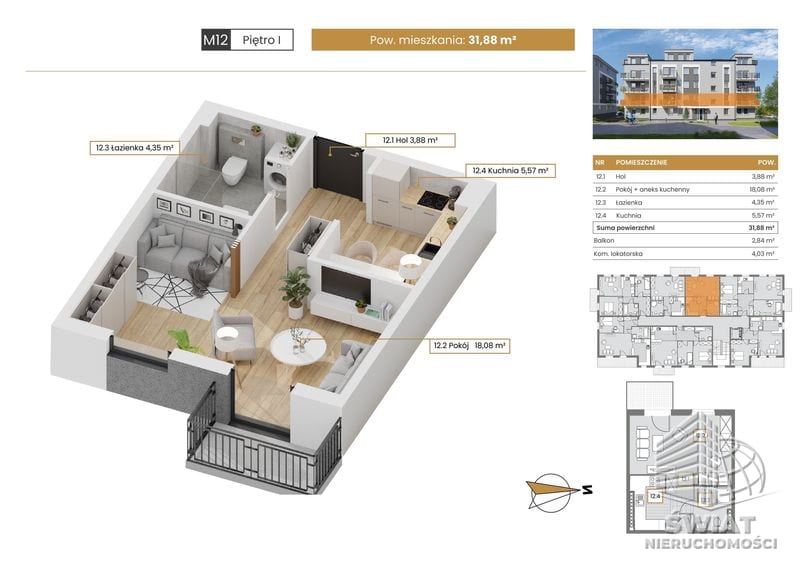Mieszkanie na sprzedaż, Szczecin Stołczyn, 1 pokój, 32 m² — CIE25019, zdjęcie 1