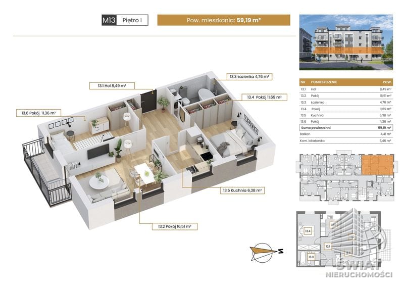 Mieszkanie na sprzedaż, Szczecin Stołczyn, 3 pokoje, 59 m² — CIE25020, zdjęcie 1
