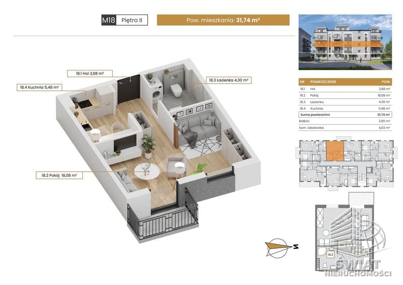 Mieszkanie na sprzedaż, Szczecin Stołczyn, 1 pokój, 32 m² — CIE25024, zdjęcie 1