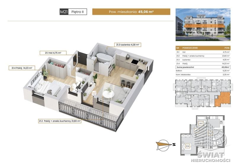 Mieszkanie na sprzedaż, Szczecin Stołczyn, 2 pokoje, 45 m² — CIE25027, zdjęcie 1
