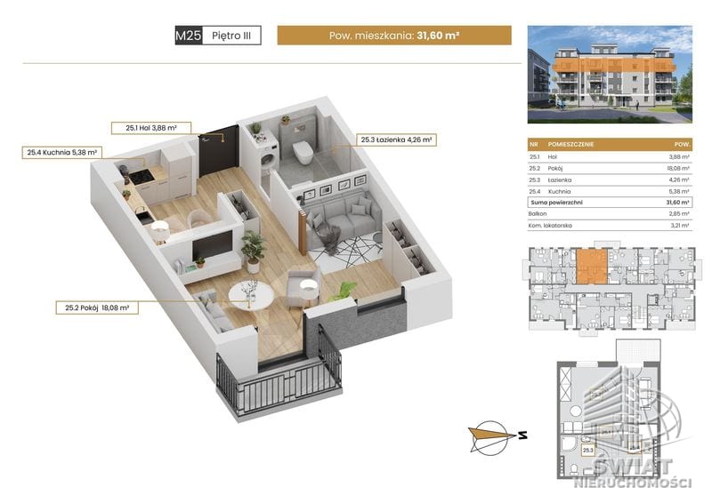 Mieszkanie na sprzedaż, Szczecin Stołczyn, 1 pokój, 32 m² — CIE25030, zdjęcie 1
