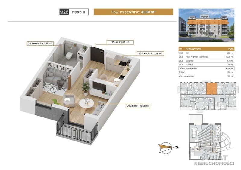 Mieszkanie na sprzedaż, Szczecin Stołczyn, 1 pokój, 32 m² — CIE25031, zdjęcie 1