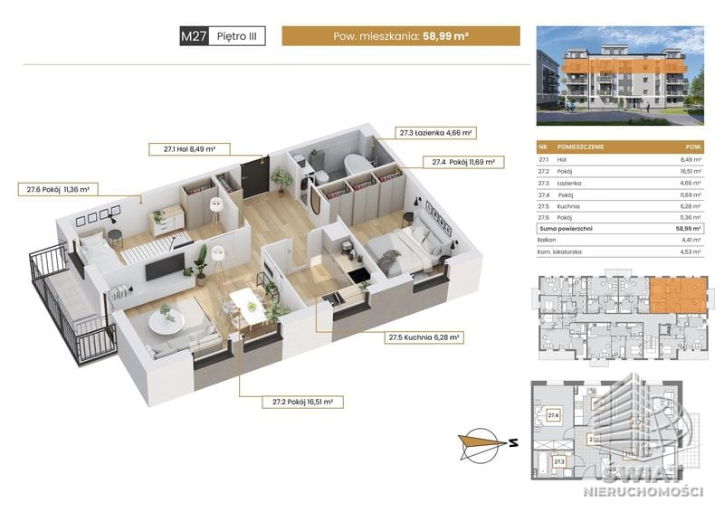 Mieszkanie na sprzedaż, Szczecin Stołczyn, 3 pokoje, 59 m² — CIE25032, zdjęcie 1