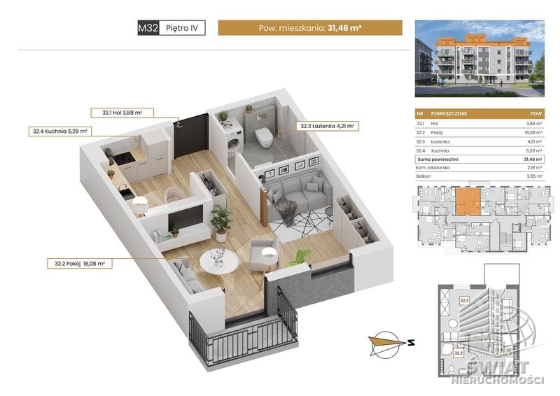 Mieszkanie na sprzedaż, Szczecin Stołczyn, 1 pokój, 31 m² — CIE25038, zdjęcie 1