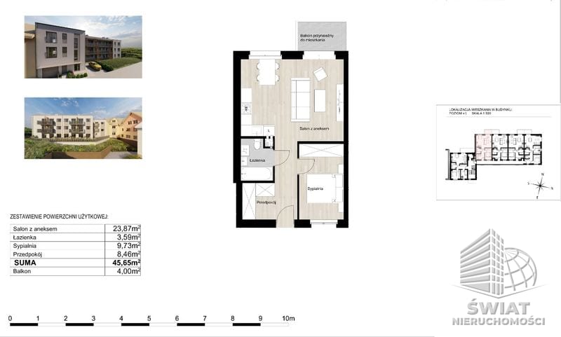 Mieszkanie na sprzedaż, Szczecin Warszewo, 2 pokoje, 46 m² — ARK26679, zdjęcie 3