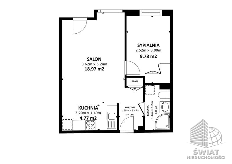 Mieszkanie na sprzedaż, Szczecin Warszewo, 2 pokoje, 40 m² — BON49466, zdjęcie 3