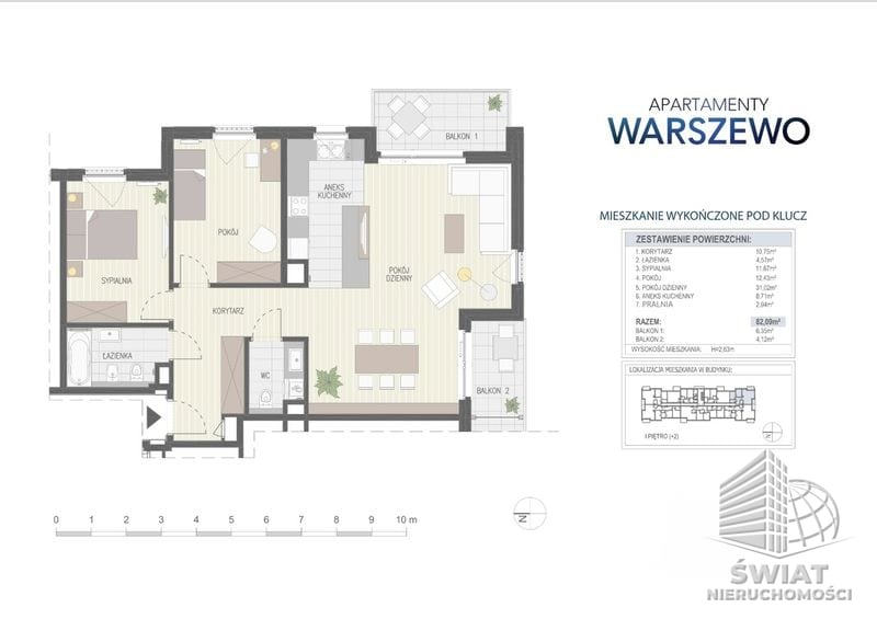 Mieszkanie na sprzedaż, Szczecin Warszewo, 3 pokoje, 82 m² — NYC21435, zdjęcie 2