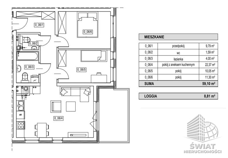 Mieszkanie na sprzedaż, Szczecin Żelechowa, 3 pokoje, 59 m² — SWN29526, zdjęcie 4