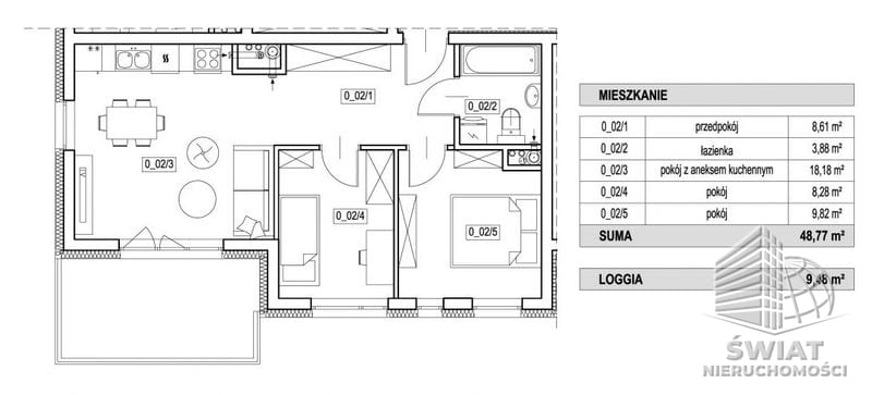 Mieszkanie na sprzedaż, Szczecin Żelechowa, 3 pokoje, 49 m² — SWN29536, zdjęcie 3
