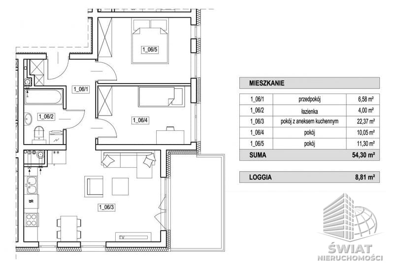 Mieszkanie na sprzedaż, Szczecin Żelechowa, 3 pokoje, 54 m² — SWN29539, zdjęcie 2