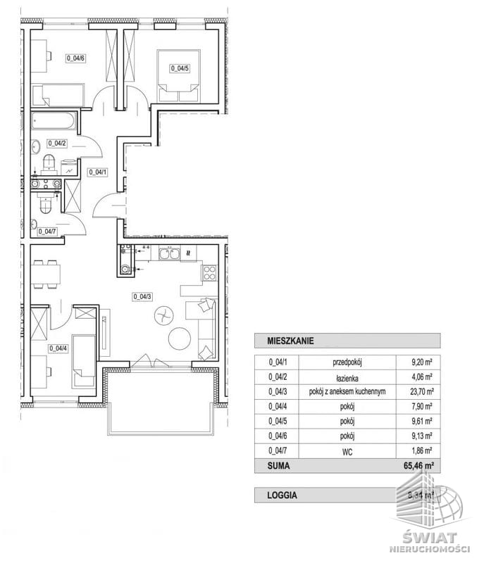 Mieszkanie na sprzedaż, Szczecin Żelechowa, 4 pokoje, 65 m² — SWN29542, zdjęcie 2